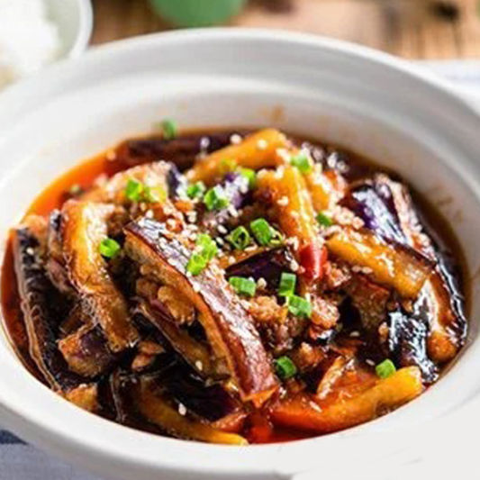Deep-Fried Eggplant in Chilli & Garlic Sauce