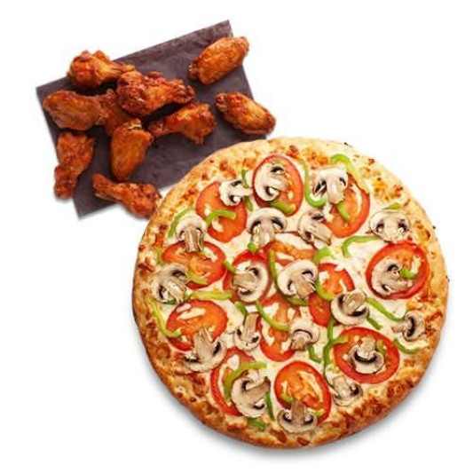 Medium Pizza (1 pc) + Toppings (3 pcs) + Chicken Wings (1 lb) + Pops (2 pcs) + Dipping Sauce (1 pc)