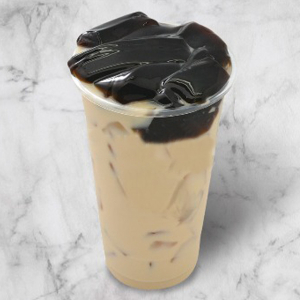 Jasmine Green Milk Tea with Grass Jelly 仙草奶绿