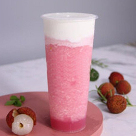 Lychee Green Tea Slush with Cheese Foam 荔枝奶盖冰沙茶