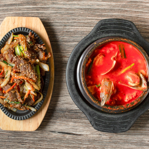 Seafood Soondubu (해물 순두부) + Bulgogi Combo (불고기 콤보)