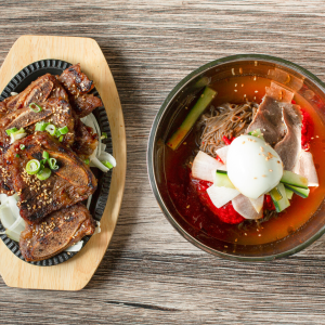Spicy Mixed Buckwheat Noodles (비빔냉면) + LA Galbi Combo (갈비 콤보)