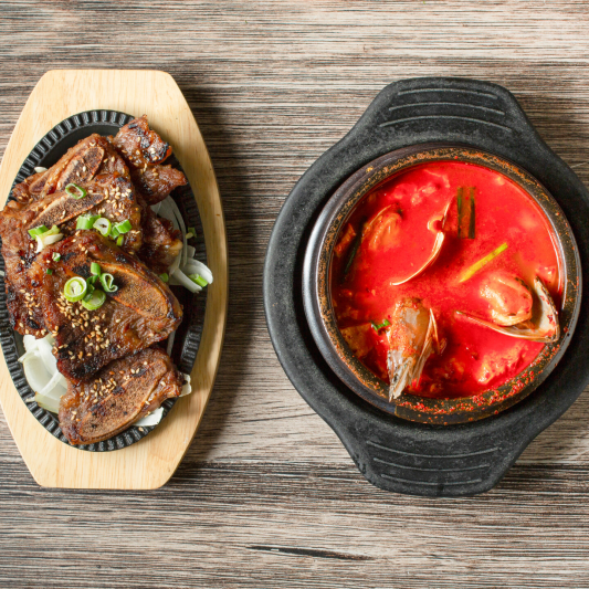 Seafood Soondubu (해물 순두부) + LA Galbi Combo (갈비 콤보)