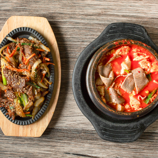 Beef Soondubu (고기 순두부) + Bulgogi Combo (불고기 콤보)