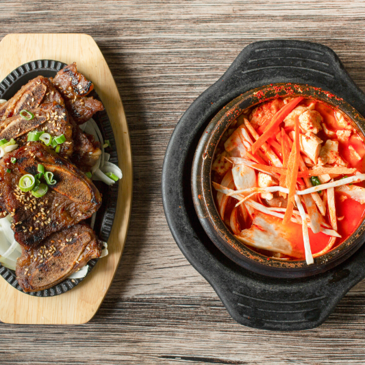 Vegetable Soondubu (야채 순두부) + LA Galbi Combo (갈비 콤보)