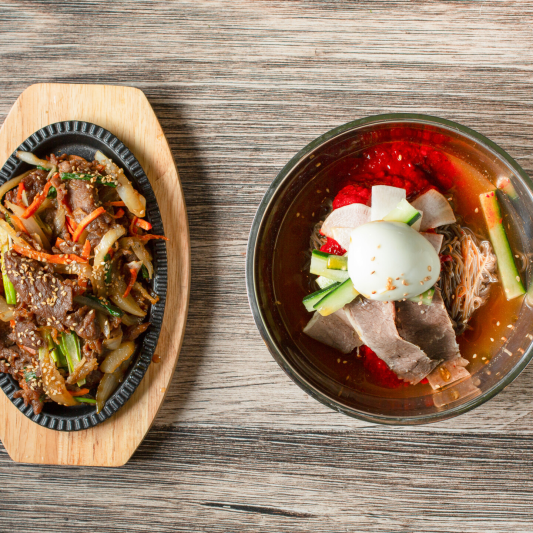 Spicy Mixed Buckwheat Noodles (비빔냉면) + Bulgogi Combo (불고기 콤보)