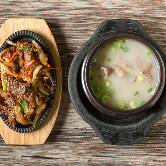 Ox Bone Soup with Brisket (고기 설렁탕) + Bulgogi Combo (불고기 콤보)