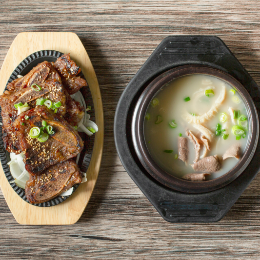 Mixed Ox Bone Soup (썪어 설렁탕) + LA Galbi Combo (갈비 콤보)