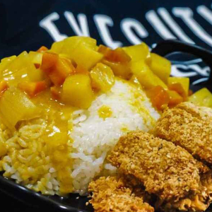 Pork Chop with Onion & Curry Sauce on Rice