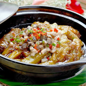 Salted Fish and Diced Chicken with Eggplant Casserole
