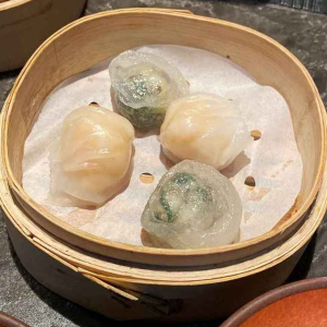 Shrimp with Snow Pea Leaf Dumplings