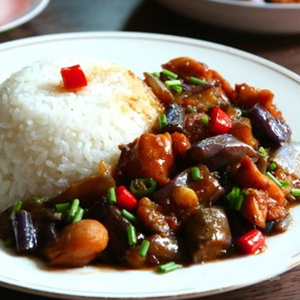 Chicken with Eggplant on Rice