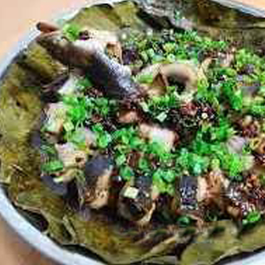 Steamed Eel with Black Bean Sauce in Lotus Leaf