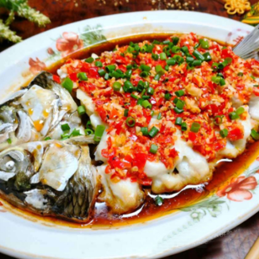 Steamed Grass Carp with Diced Hot Peppers