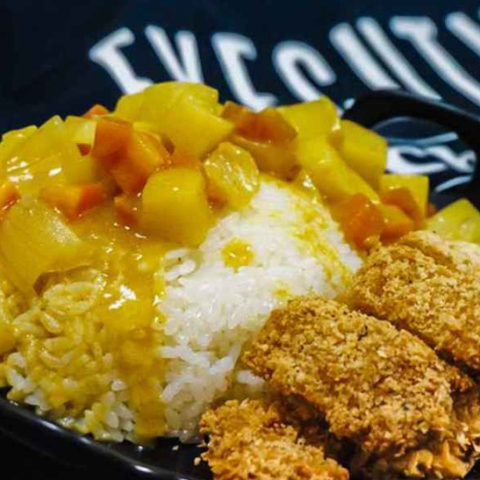 Pork Chop with Onion & Curry Sauce on Rice