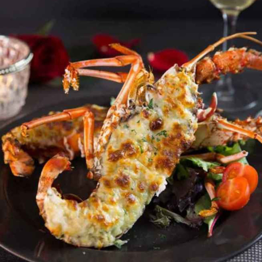 Baked Lobster with Cheese & Garlic