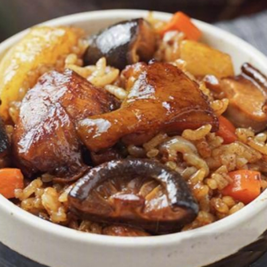 Mushrooms, Chicken Steamed on Rice