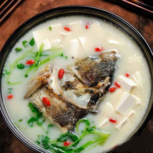 Tofu Fish Head with Cilantro Soup