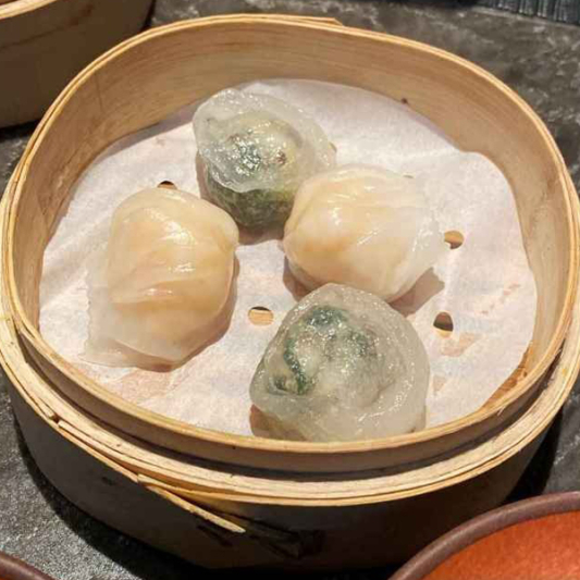 Shrimp with Snow Pea Leaf Dumplings