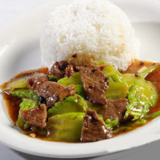 Beef with Bitter Squash on Rice