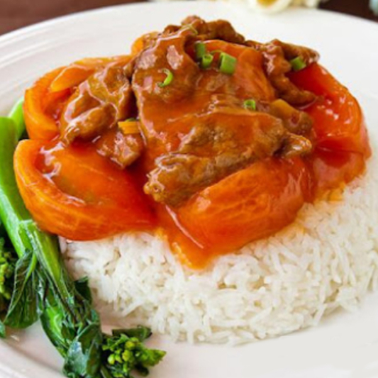 Beef with Tomato on Rice