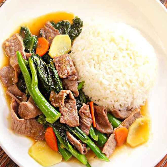 Beef with Broccoli on Rice