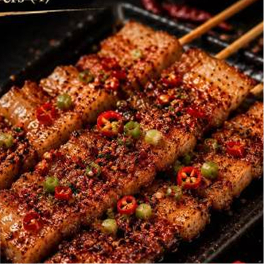 Spicy Pork Belly Skewers (4 pcs) 香辣五花肉 (4)