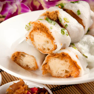 34. Chinese Donut in Rice Crepe with Pork Floss / 肉鬆炸兩