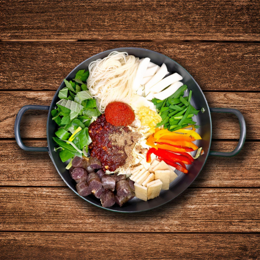 Pan-Fried Soondae with Veggies and Noodles 찰순대 철판 볶음