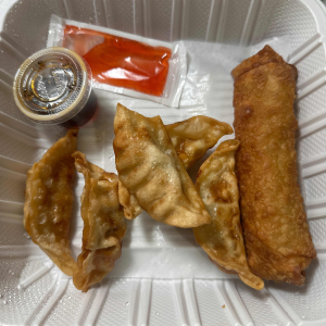 Gyoza (6 pcs) and Egg Roll (2 pcs)