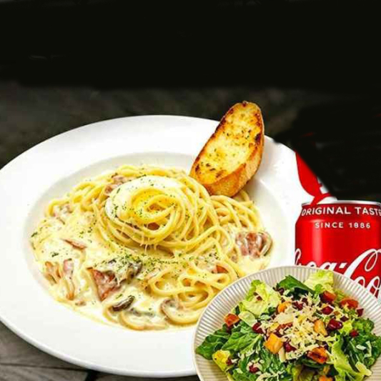 Classic Carbonara + Caeser Salad + Soda