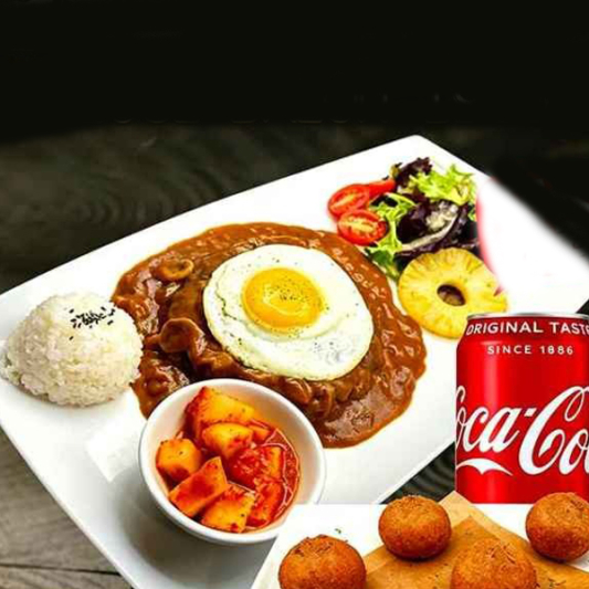 Classic Hambrug Steak + Cheese Balls + Soda