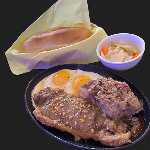 Vietnamese &ldquo;Stand Back&rdquo; Beef Steak Vietnamese French Bread with Sunny Side Up Eggs and Pate