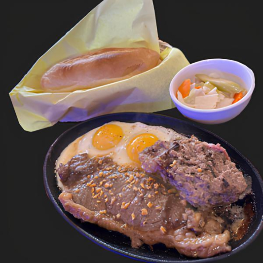 Vietnamese &ldquo;Stand Back&rdquo; Beef Steak Vietnamese French Bread with Sunny Side Up Eggs and Pate