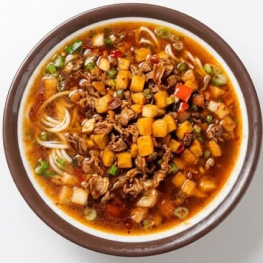 Spicy and Sour Chicken Gizzard Rice Noodle Soup 酸辣鸡胗米粉