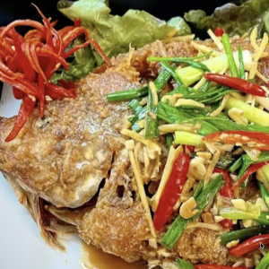 Fried Red Snapper with Ginger Sauce