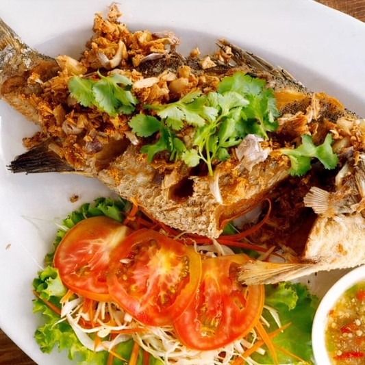 Fried Red Snapper and Garlic