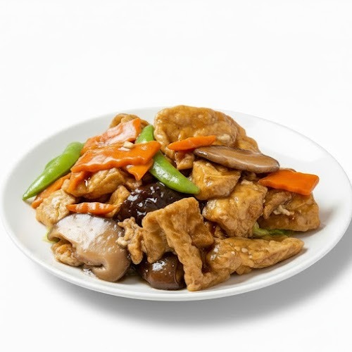 104. Tofu, Mushroom & Suey Choy 紅燒豆腐