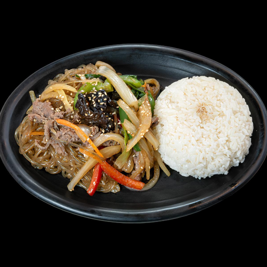 Bulgogi Japchae on Rice