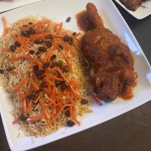 Lamb Shank with Qabuli Pulao
