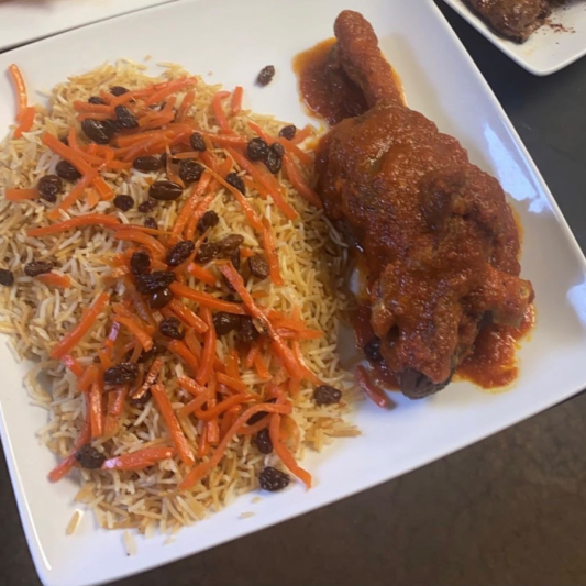 Lamb Shank with Qabuli Pulao