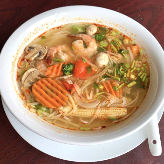 17. Thai Rice Noodle Soup with Prawns