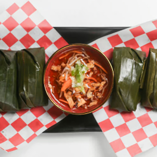 A3. Tapioca Shrimp and Pork Dumplings with Banana Leaf (6 pcs) - B&aacute;nh Bột Lọc