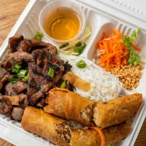 Grilled Pork & Egg Roll over Vermicelli