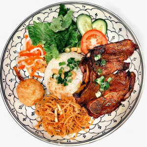 Grilled Sugarcane Shrimp, Grilled Pork Chop, Shredded Pork Skin / Chạo T&ocirc;m, Sườn Nướng, B&igrave;