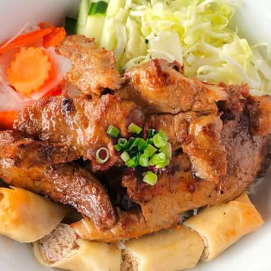 412. Beef and Deep-Fried Spring Roll with Vermicelli - Bun Bo and Cha Gio