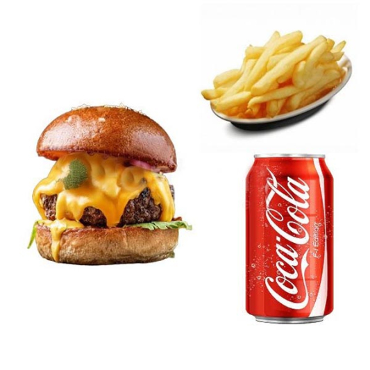 Beef Burger + Fries + Drink / 牛肉汉堡 + 薯条 + 软饮