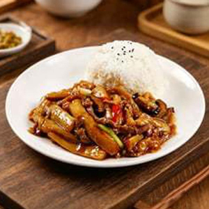 N03. Rice with Dace & Eggplant in Black Bean Sauce 豆豉鲮鱼茄子蒸饭
