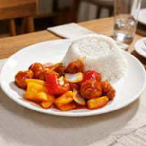 O10. Sweet & Sour Pork on Rice 咕噜肉饭