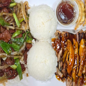 Chicken Teriyaki and Mongolian Beef